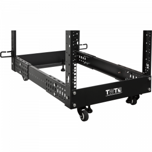 Lightweight four post rack with adjustable depth (560–1020 mm), black